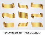 golden ribbon banners.vector... | Shutterstock .eps vector #755706820