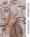 face drawn in one continuous... | Shutterstock .eps vector #1450061726