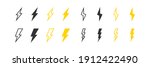 Bolt Lightning Set Icon. Yellow ...