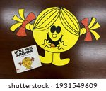 Small photo of Jakarta-Indonesia, 08th March 2021- Little amiss Sunshine by Roger Hargreaves. Book week character