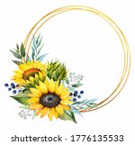 Sunflower Flower. Wedding Frame....