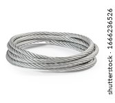 Small photo of coil of stainless steel galvanized long rope isolated white background