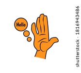 hand wave waving hi or hello... | Shutterstock .eps vector #1816943486