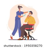 nurse take covid test from male ... | Shutterstock .eps vector #1950358270