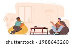 couple of friends sitting on... | Shutterstock .eps vector #1988643260