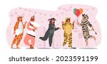 kigurumi pajama party  young... | Shutterstock .eps vector #2023591199