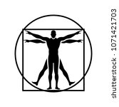 Vitruvian Man. Vector Sign.