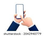 vector cartoon hand holding and ... | Shutterstock .eps vector #2042940779