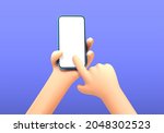 vector cartoon hand holding and ... | Shutterstock .eps vector #2048302523