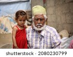 Small photo of Taiz, Yemen- 08 Oct 2021 : An elderly man lives with his family in a camp for the displaced fleeing the war in Yemen, Taiz