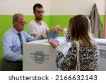 Small photo of Italian elections. Ballot box for municipal elections. Elections of the mayor. Italian politics. Taranto, Puglia, Italy 12.06.2022