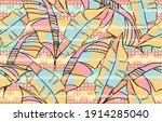 tropical pattern with leaves ... | Shutterstock .eps vector #1914285040