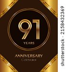 91 years anniversary logotype.... | Shutterstock .eps vector #2158432369