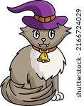vampire cat halloween cartoon... | Shutterstock .eps vector #2166724029