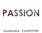 passion. colorful typography... | Shutterstock .eps vector #2143955789