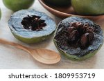 Small photo of Black sapote chocolate pudding fruit, plant based vegan food