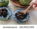 Small photo of Black sapote chocolate pudding fruit , plant based vegan food