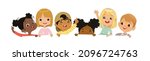happy multicultural children... | Shutterstock .eps vector #2096724763