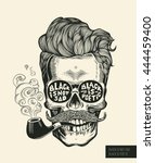 skull. hipster skull silhouette ... | Shutterstock .eps vector #444459400