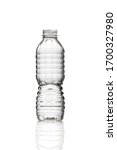 Small photo of Small uncapped transparent plastic water bottle. black and white. Isolated white background for design mockup eight ounces