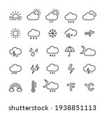 Weather Line Icon Set With...