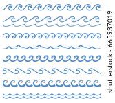 vector blue wave icons set on... | Shutterstock .eps vector #665937019