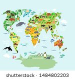 big world map oceans and... | Shutterstock . vector #1484802203