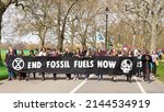 Small photo of Extinction Rebellion protest on the streets of London against the use of fossil fuels and to raise awareness of climate change. London - 10th April 2022