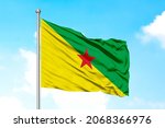 Small photo of French Guiana Flying Flag flying flag on a clear sky for designer