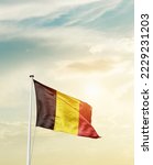 Belgium national flag waving in ...
