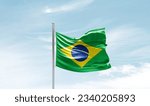 Brazil national flag waving in...