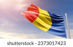 Romania national flag waving in ...
