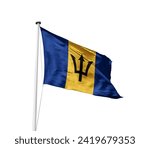 Small photo of National Flag of Barbados. Barbados flag isolated on white background with clipping path.