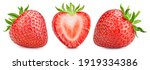 Small photo of Collection strawberry. Strawberry isolate. Strawberries isolated on white background