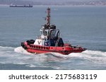 Small photo of PORTSMOUTH, UK – 3RD JUN 2022: The Hull registered tug ENGLISHMAN heading into The Solent. The vessel is operated by the SMS Towage company