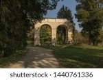 Artificial aqueduct ruin in a castle park - Lednice Valtice Cultural Landscape, Czech Republic