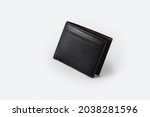Fashionable black leather men's wallet isolated on white background