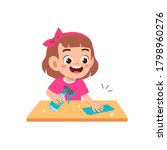 happy cute little kid cleaning... | Shutterstock .eps vector #1798960276