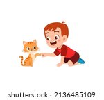 little boy playing together... | Shutterstock .eps vector #2136485109