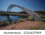 Arch Suspension Cable Bridge Over Green River Flaming Gorge Utah (Cart Creek Bridge)