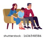 family sitting on couch semi... | Shutterstock .eps vector #1636548586