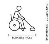 Wheelchair Curling Linear Icon. ...