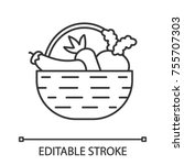 basket with vegetables linear... | Shutterstock .eps vector #755707303