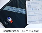 Small photo of Paris, France - 04 19 2019: General Directorate of Public Finances, Pre-completed Income statement 2018