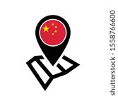 china map and pin vector icon....