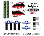 WW2 fighter plane pd51 decal set vector