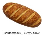 Large Loaf of French Bread Top View Isolated on White Background.