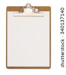 Wood clipboard with blank paper ...