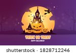 flat design of halloween party... | Shutterstock .eps vector #1828712246