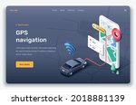 isometric application with map  ... | Shutterstock .eps vector #2018881139